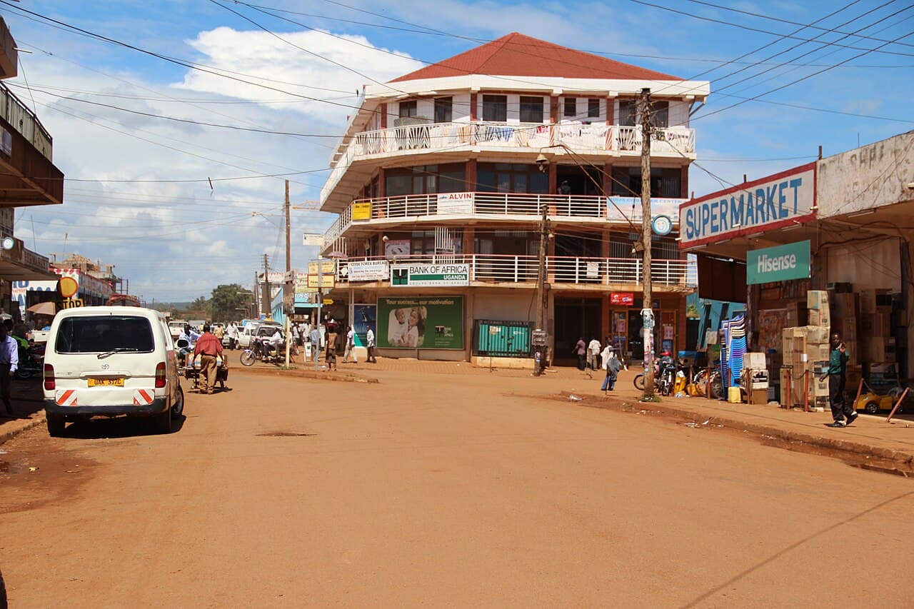 A street in the town of Jinja, Uganda